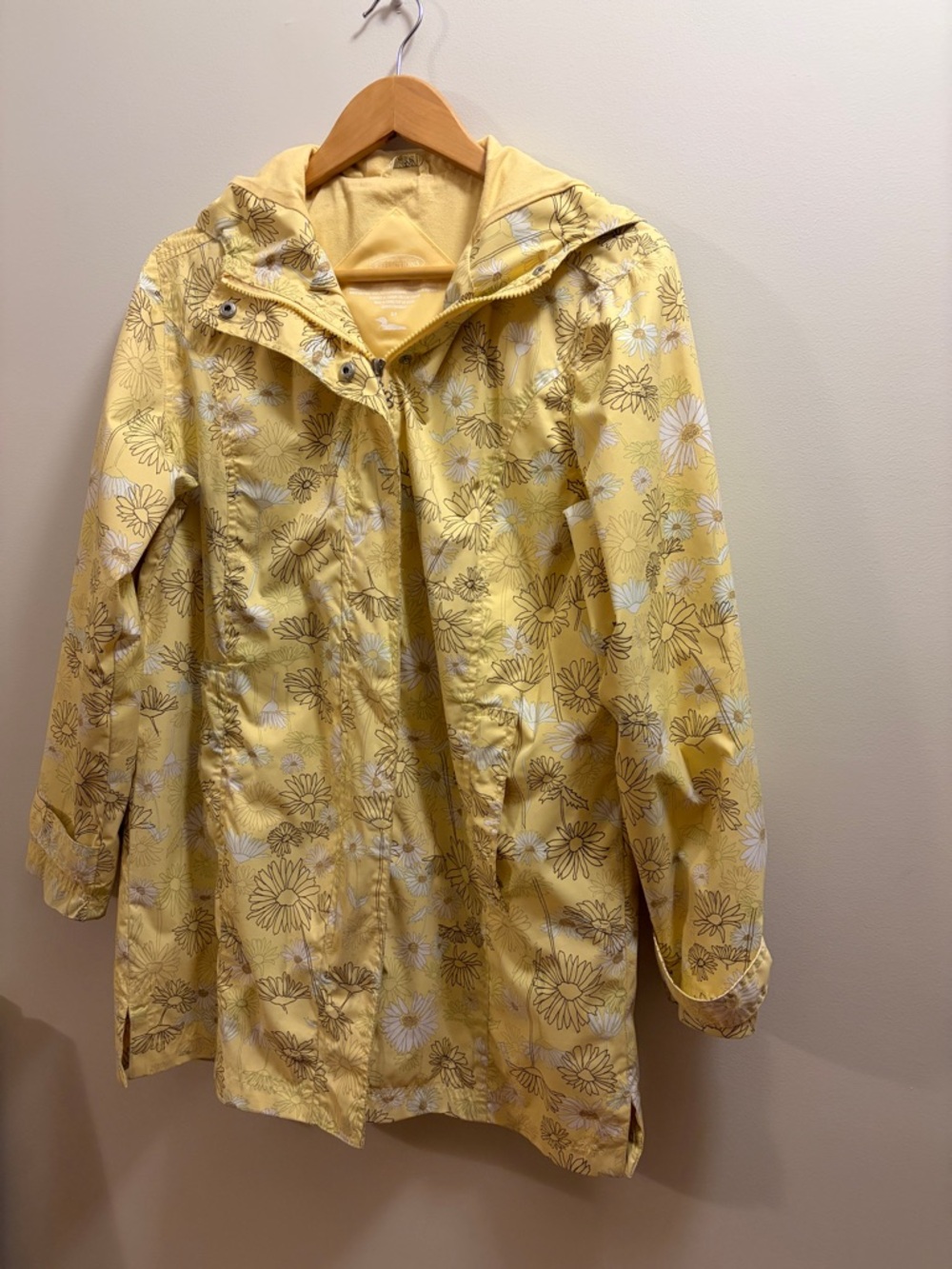 Northern Reflections Yellow daisy Floral Trench rain with soft lining Coat